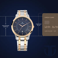 Titan Karishma Quartz Analog With Date Blue Dial Two Toned Silver & Rose Gold Stainless Steel Strap Watch for Men - NT1825KM01 - Image 6