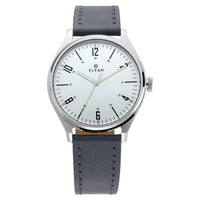 Titan Men's Minimalist Zen Watch: Sleek Leather Strap with Contrast Hands - Image 1