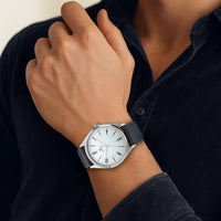 Titan Men's Minimalist Zen Watch: Sleek Leather Strap with Contrast Hands - Image 3