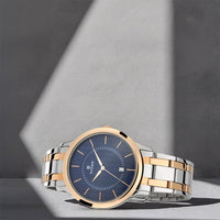 Titan Karishma Quartz Analog With Date Blue Dial Two Toned Silver & Rose Gold Stainless Steel Strap Watch for Men - NT1825KM01 - Image 4