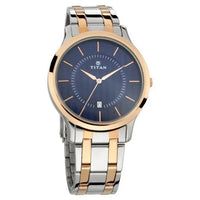 Titan Karishma Quartz Analog With Date Blue Dial Two Toned Silver & Rose Gold Stainless Steel Strap Watch for Men - NT1825KM01 - Image 11