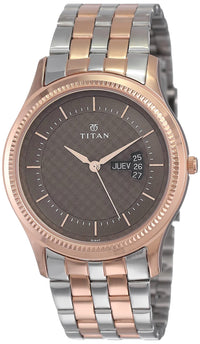 Titan Karishma Quartz Analog With Date Blue Dial Two Toned Silver & Rose Gold Stainless Steel Strap Watch for Men - NT1825KM01 - Image 10