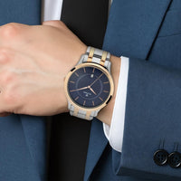 Titan Karishma Quartz Analog With Date Blue Dial Two Toned Silver & Rose Gold Stainless Steel Strap Watch for Men - NT1825KM01 - Image 5
